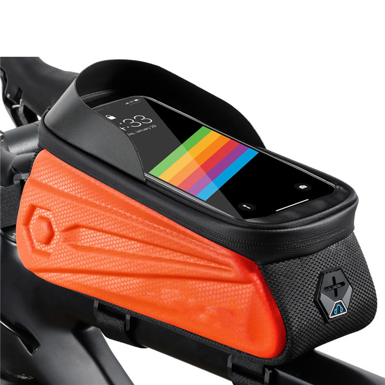

Bike Handlebar Bag Phone Pouch with Earphone Jack Waterproof Touch Screen Phone Holder EVA Cycling Storage Bag PUZ777