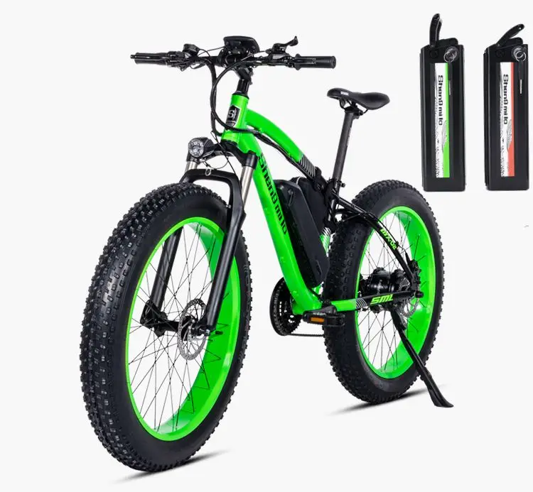 two Battery green Электрический велосипед 500W амортизационная вилка для велосипеда электрического велосипеда, фара для электровелосипеда в 48 V электрический велосипед увеличить 26 дюймов жира шин bafang для электротехнического оборудования - Цвет: two Battery green