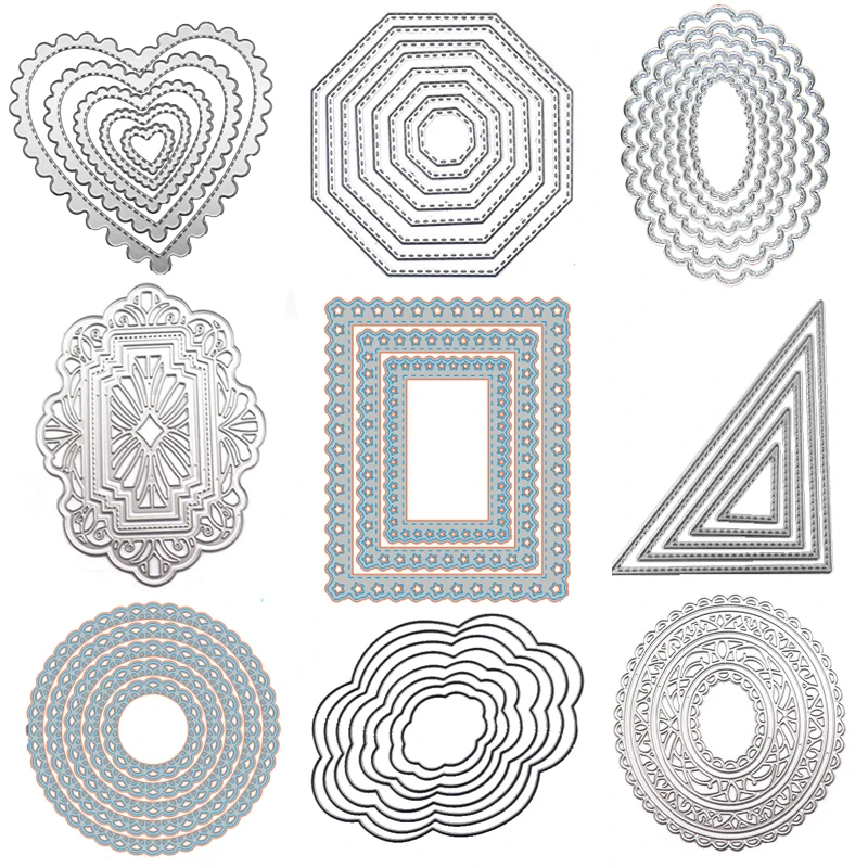 

WYSE Round Metal Cutting Dies Square Heart Circle Die Rectangle Oval Background Craft Die Scrapbooking for DIY Card Template