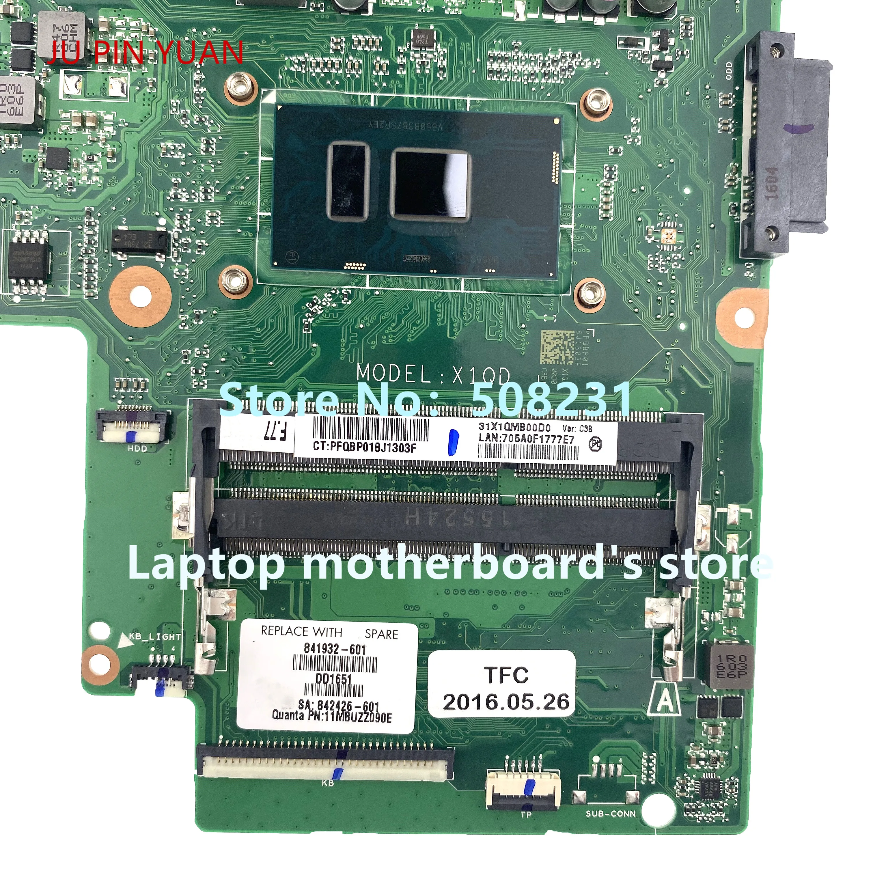 

Материнская плата JU PIN YUAN для ноутбука HP PAVILION 15-AK030NR 15-AK 841932-601 841932-001 DAX1QDMB8C0 с процессором i5-6200U 940M 2 Гб