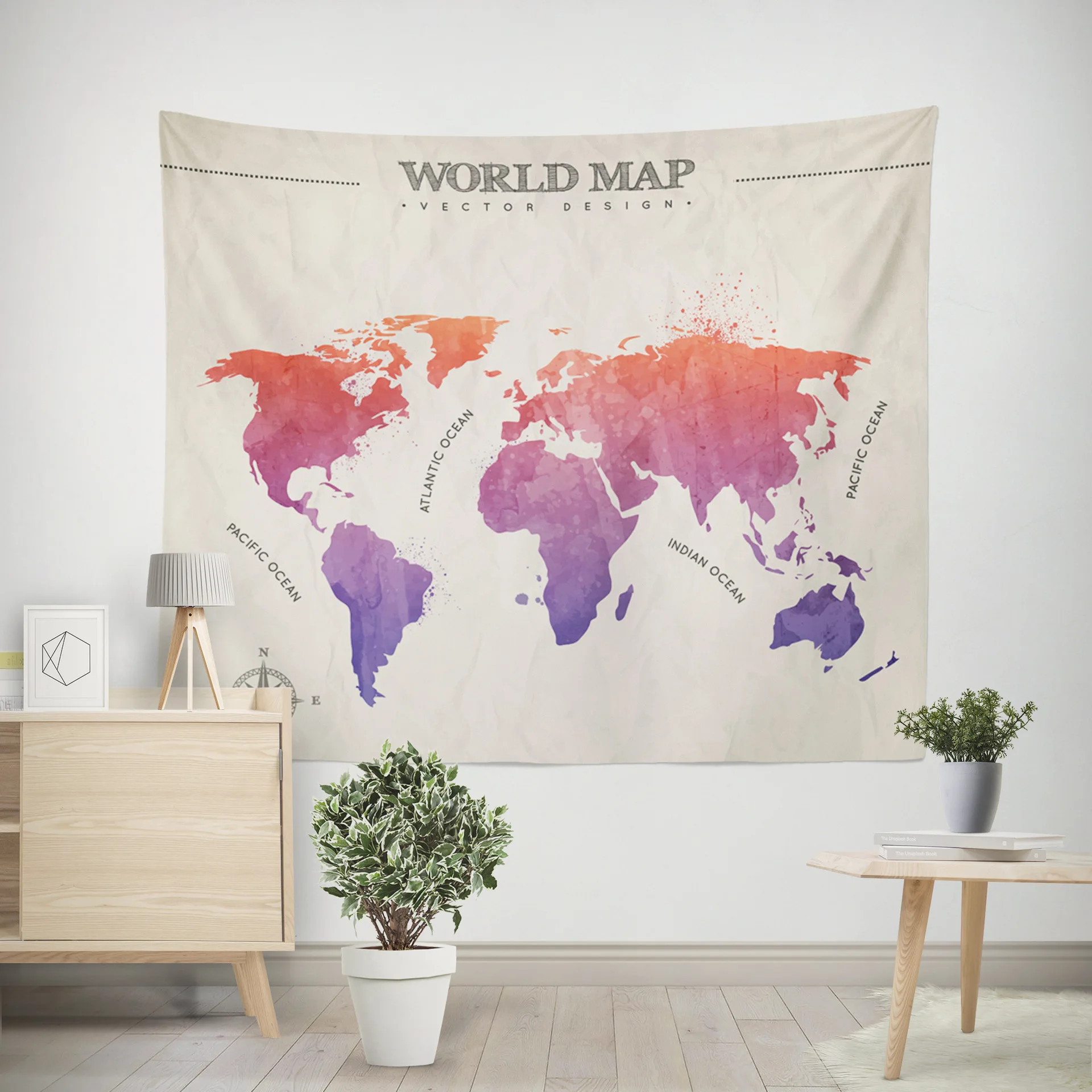 Карта мира цветная печать домашняя ткань декоративный гобелен висячий рисунок