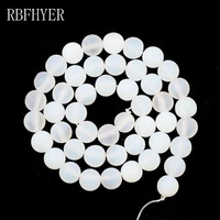 natural stone matte white opal round loose beads 4681012mm 15 for jewelry making diy fashion bracelet accessories 15inches