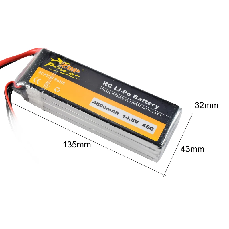 ZOP Power 14 8 V 45C 4500mAh 4S Lipo батарея с Т-образным разъемом перезаряжаемая для
