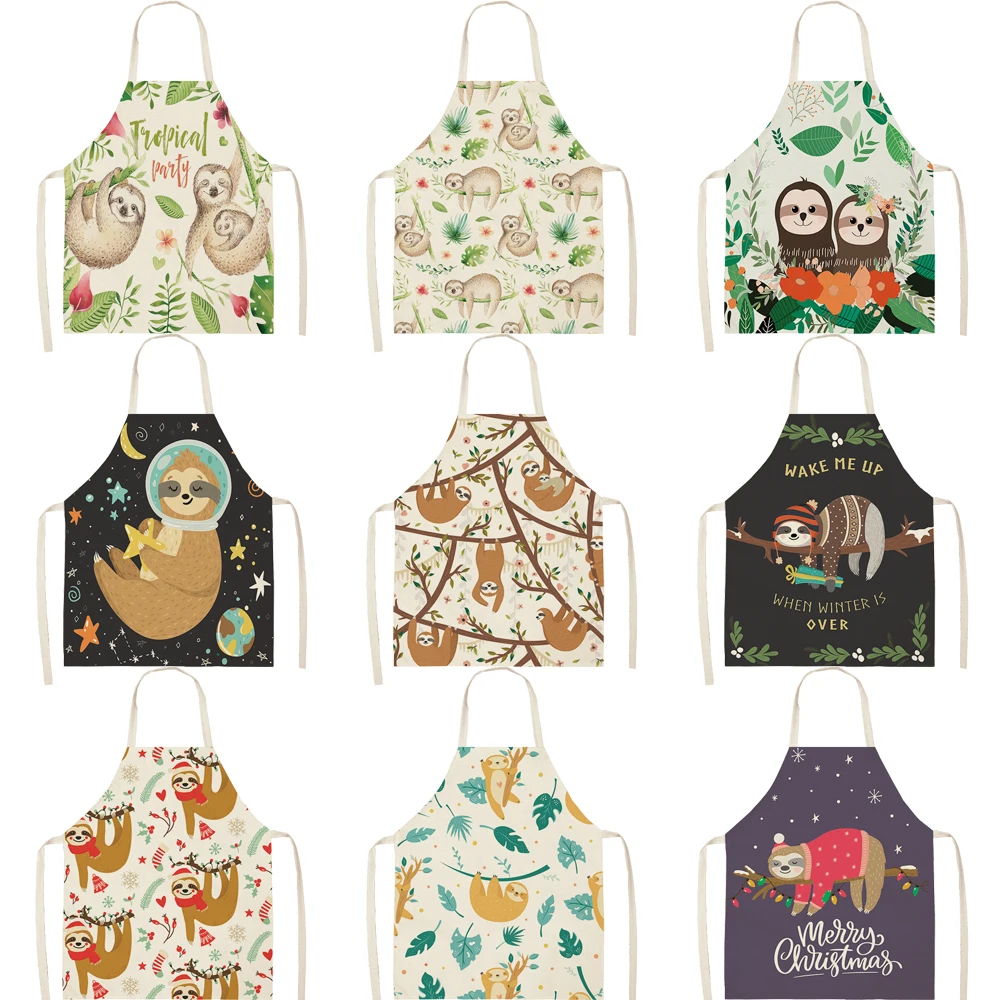 

FYMX Lazy Sloth Apron Night Sky Sleeping Animal Apron For Men And Women Chef Cooking Accessories