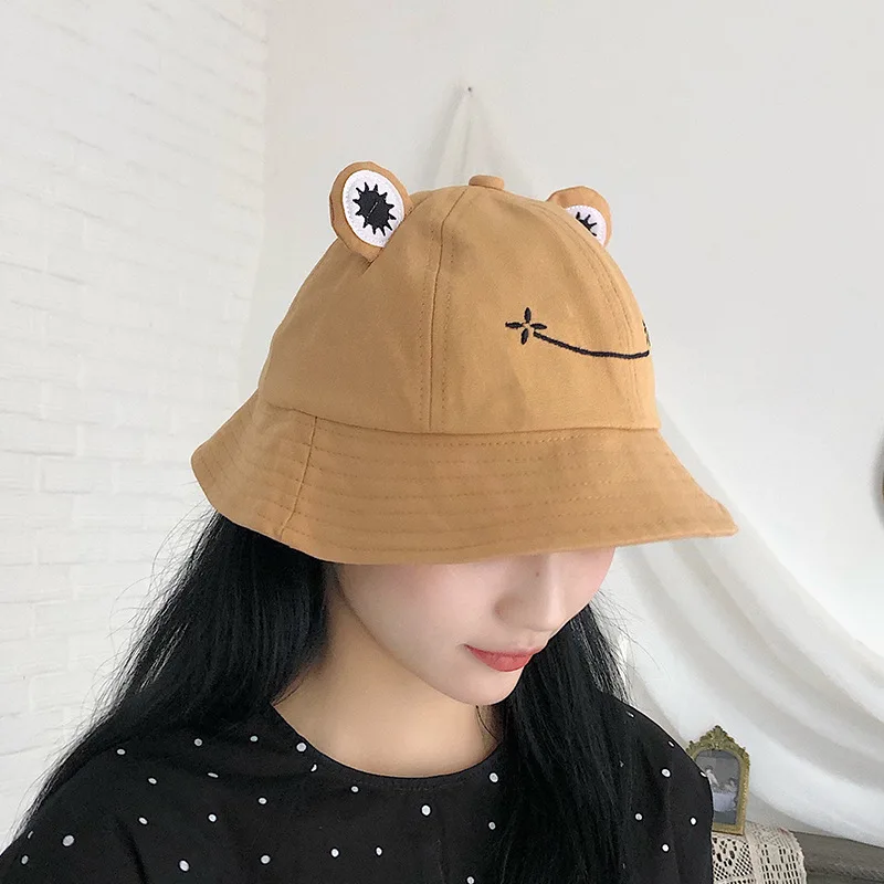2021 Frog Bucket Hat for Women Summer Autumn Plain Female Panama Outdoor Hiking Beach Fishing Cap Sunscreen Woman Sunhat Bob