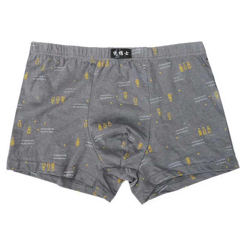5PCS/Lot 100% cotton printed men's underwear boxers boxer youth PIUS size loose breathable men's Bottoms Comfort boxer shorts