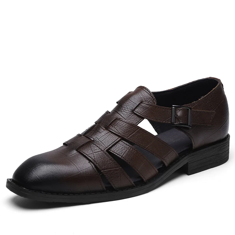 

Mens Business Casual Sandals Shoes Pointy Toe Work Office Hollow out New Leather N99