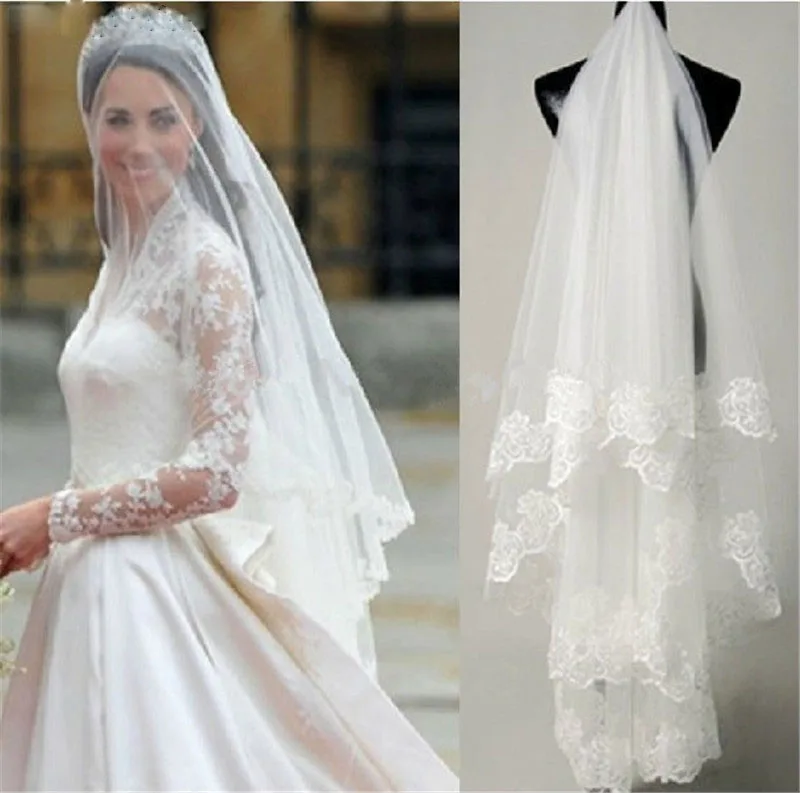 

Free shipping hot selling high quality 1.5m wedding veil bridal accesories lace veil bridal veils White/Ivory black