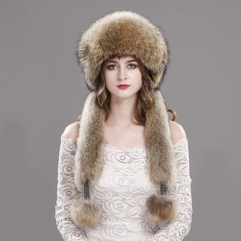 Осенняя и зимняя шапка из лисьего меха в европейском американском стиле толстая