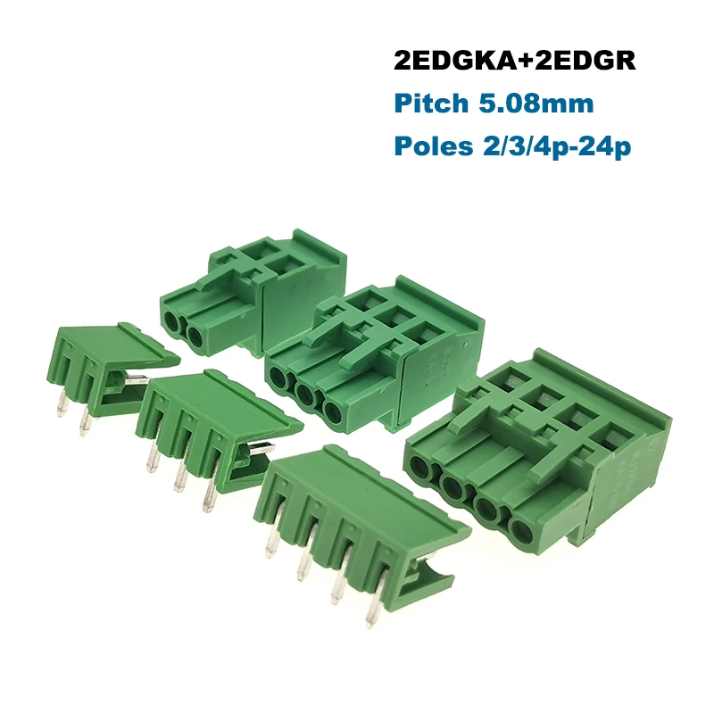 20 шт. шаг 5 08 мм Штекерный винтовой клеммный блок для печатной платы 2EDGKA/VC/RC/V/R