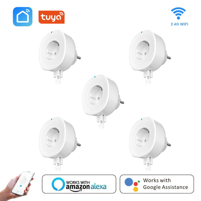 

RGB LED Light EU Smart Wifi Plug With 2 USB Port Smart Life APPS Mart Socket Outlet Voice Work with Google Home Alexa Wholesale