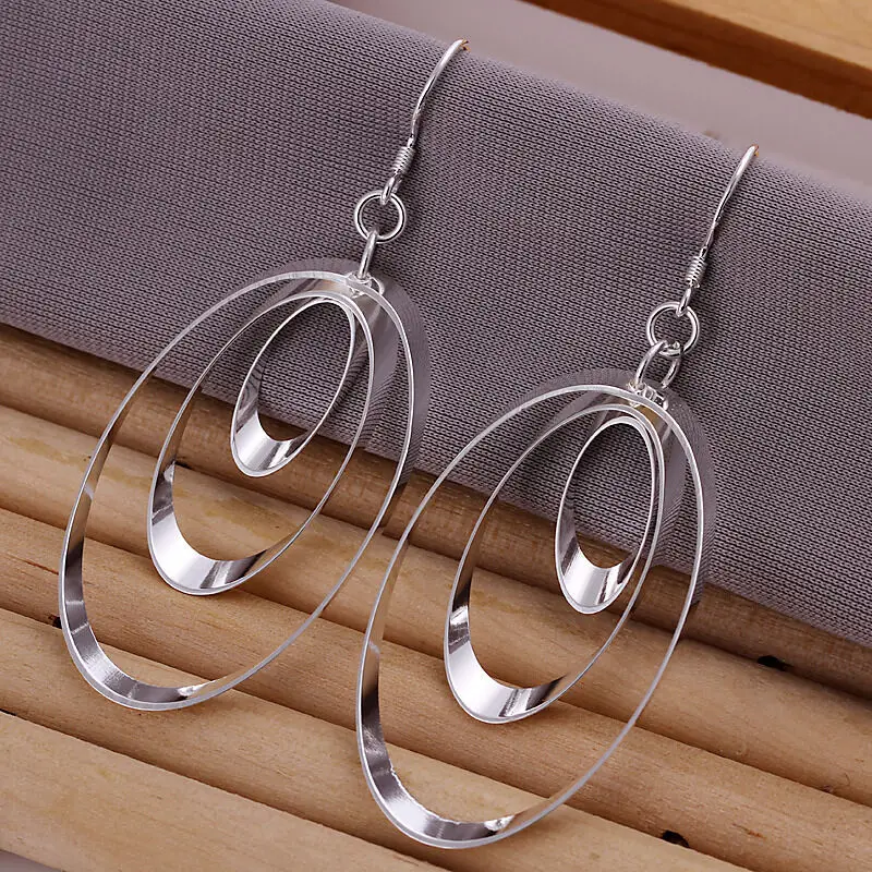 

Free Shipping 925 Sterling Silver 3 Floors Eggs Pendant Dangle Earrings