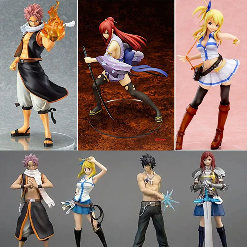

15-23cm Fairy Tail Erza Scarlet Natsu Dragneel Lucy Heartfilia Gray Fullbuster PVC Action Figure Model Toy