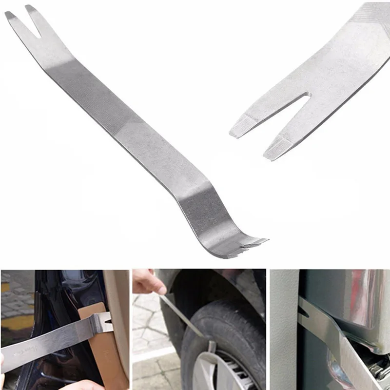 

18cm Kit Trim Door Clip Panel Dash Dashboard Audio Radio Interior Repair removal Tool Metal Silver color Car Removal Pry Tool