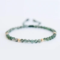 small natural agate stone beaded bracelets meditation green color healing balance hand woven thin bracelet charm jewelry gift