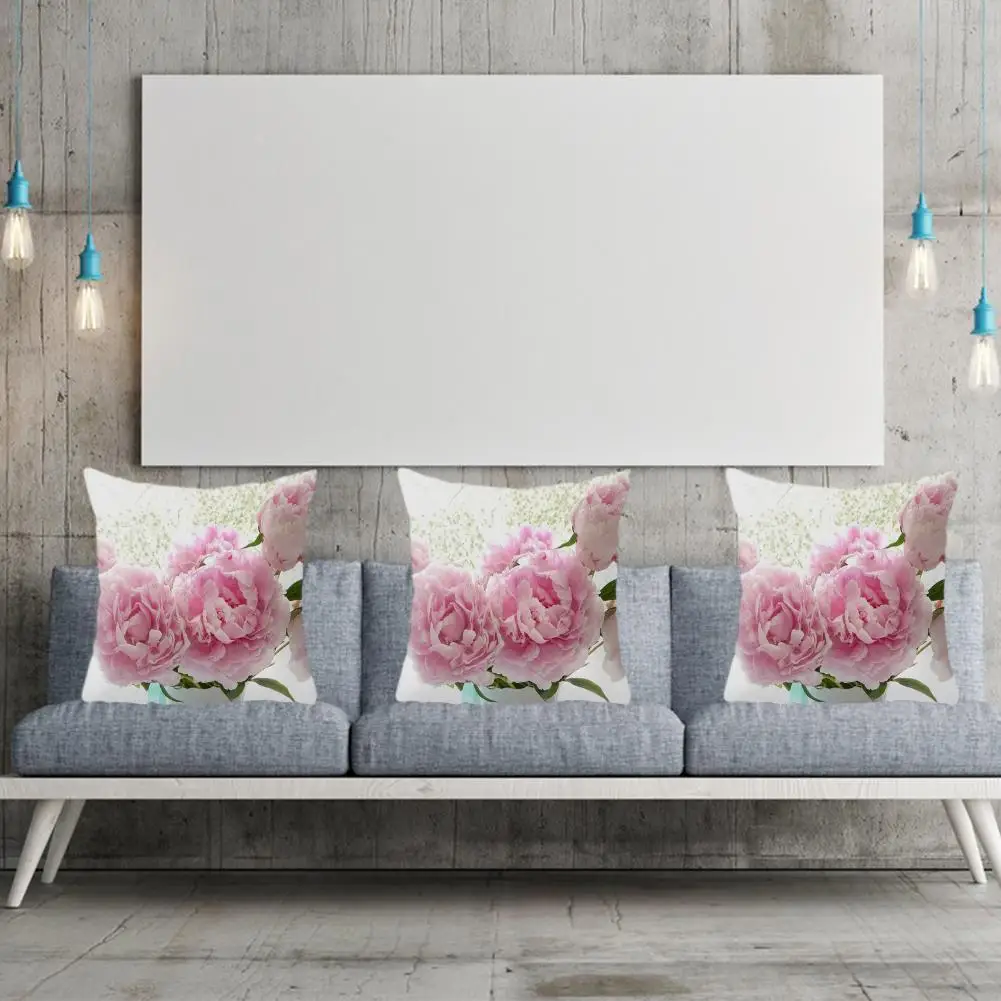 

New Rose Flowers Polyester Cushion Cover Nordic Style Decoration Throw 45*45 For Home Pillowcase Car Bed Sofa Wedding Pillo O9W9