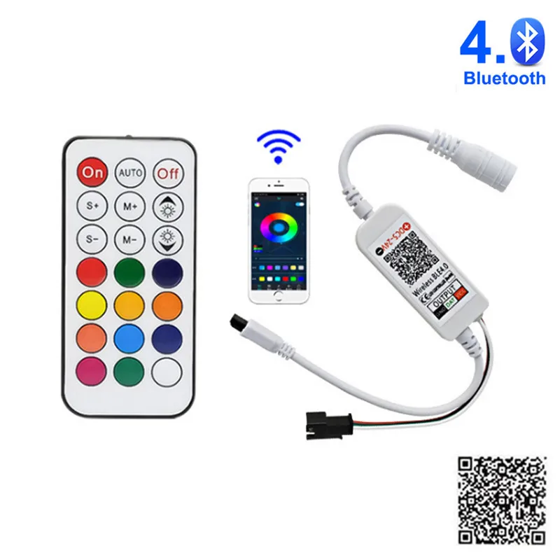 

DC5-24V Bluetooth Dream Color Pixel Controller 21Key IR Remote Music Controller For WS2811 WS2812B SK6812 Led Pixel Strip Light