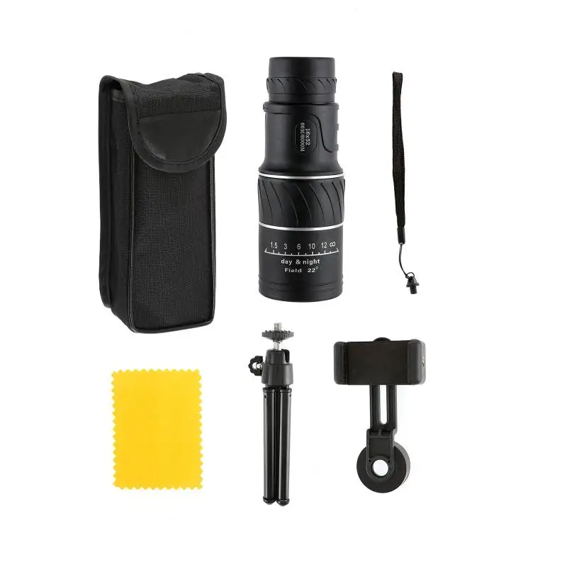 

16X52 Monocular Double Circle High Definition Night Vision Mini Outdoor Telescope Tripod Mobile Phone Holder Camping Hiking Tool