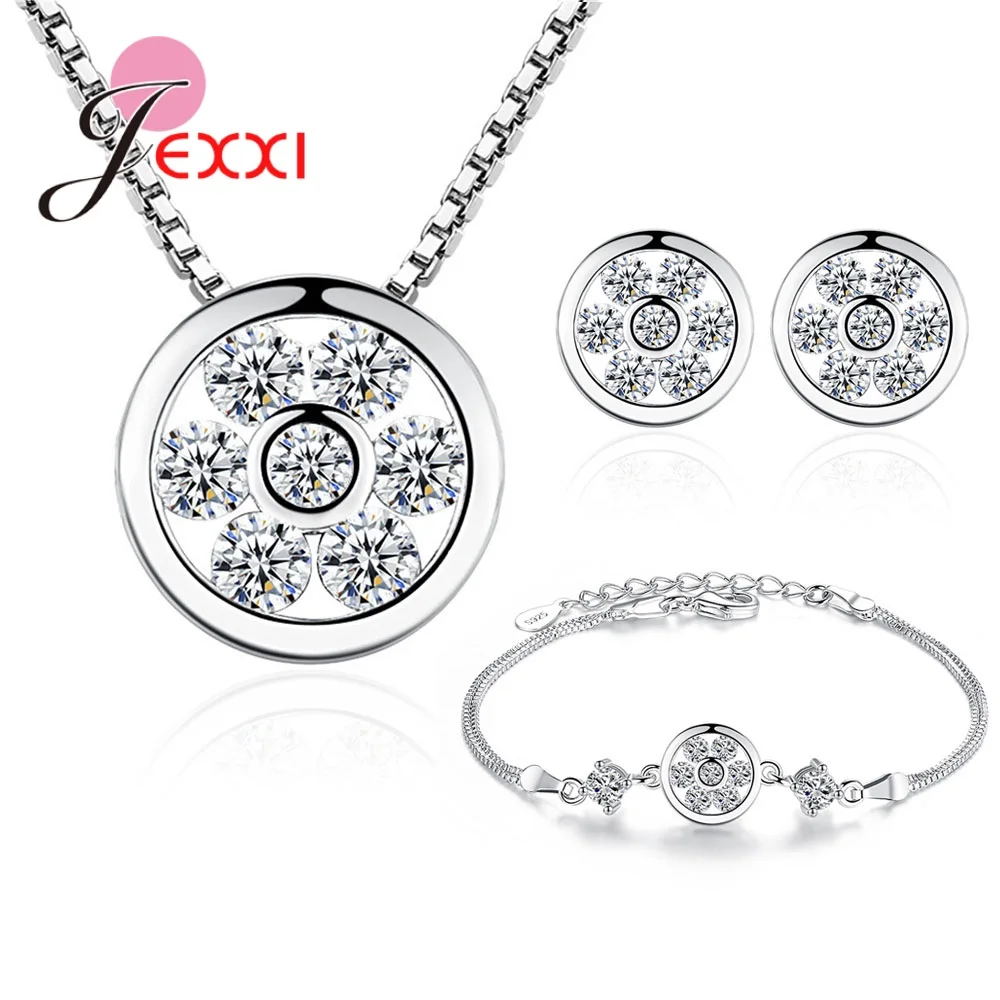 

100% 925 Sterling Silver Purple & White Shiny Cubic Zirconia Bridal Jewelry Sets Wedding Engagement Fashion Jewelry Set