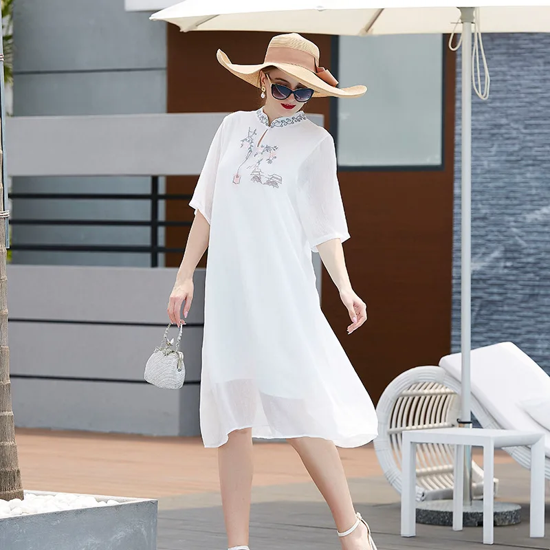 

2020 summer new Chinese style lady Gao GuiGui short sleeve mother dress