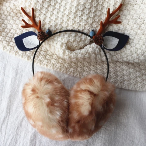 Женский зимний теплый воротник из искусственного меха шарф шаль Олень оленьи ошейники накладные манжеты на запястье гетры брошь с мультяшным медведем