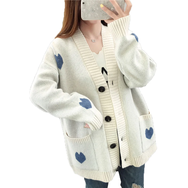 2019 Женский вязаный свитер кардиган чистая Красная Вязаная куртка с карманами