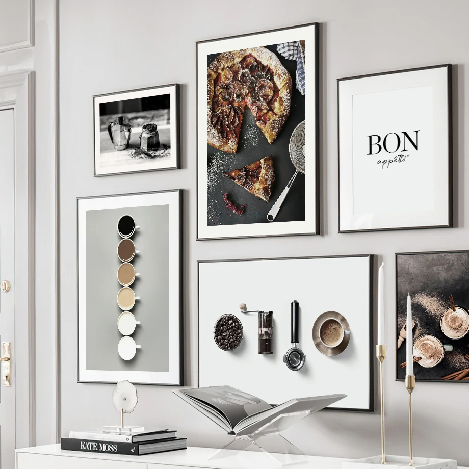 Картина на холсте кофе-машина пицца яйцо хлеб Ресторан скандинавские плакаты и