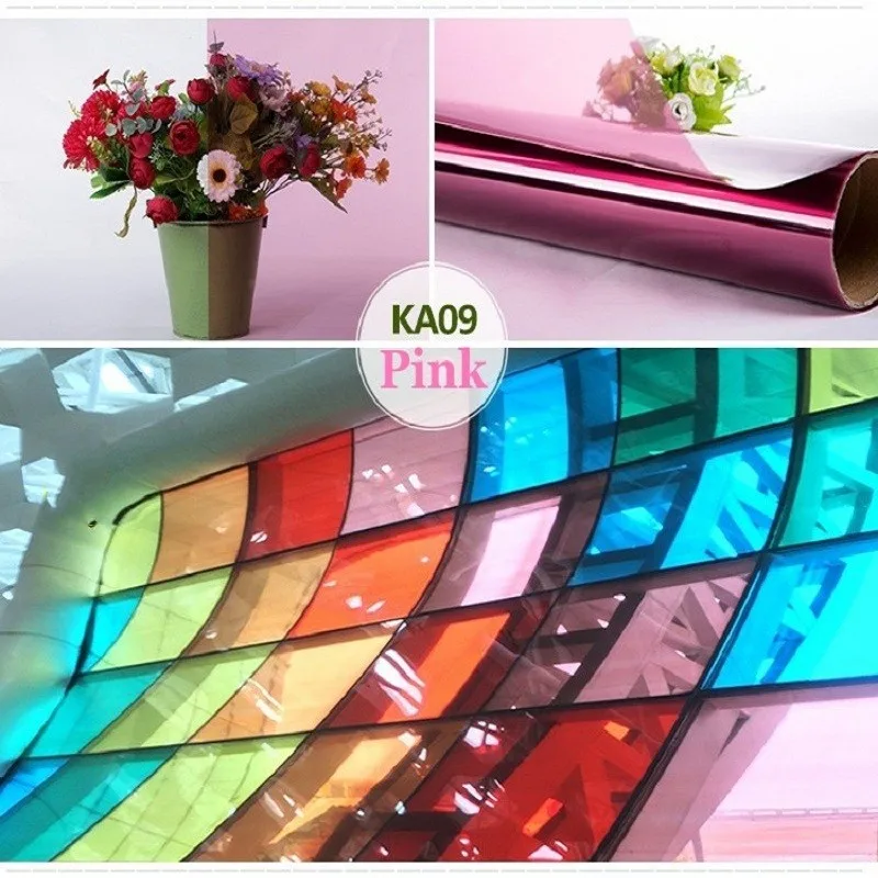Розовая стеклянная пленка самоклеящаяся декоративная Солнцезащитная для окон