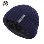 Новая классическая мужская шапка, зимняя шапка в полоску с черепом для мужчин и женщин, вязаные шапки из бархата для улицы, теплый зимний мужской горох
