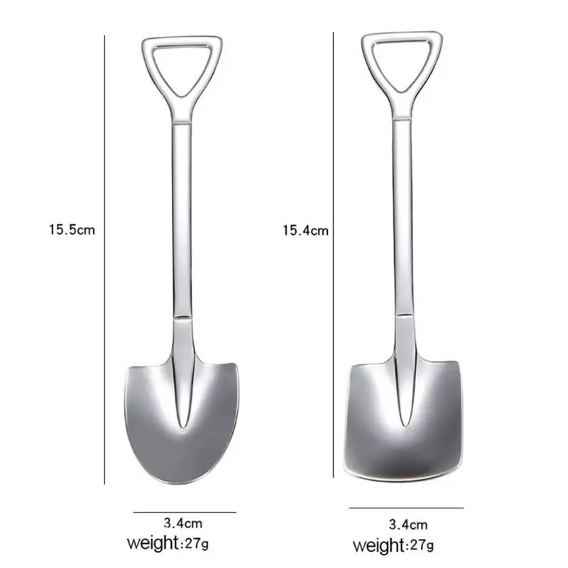 Ложка в форме лопаты из нержавеющей стали креативная серебряная ложка с лопатой