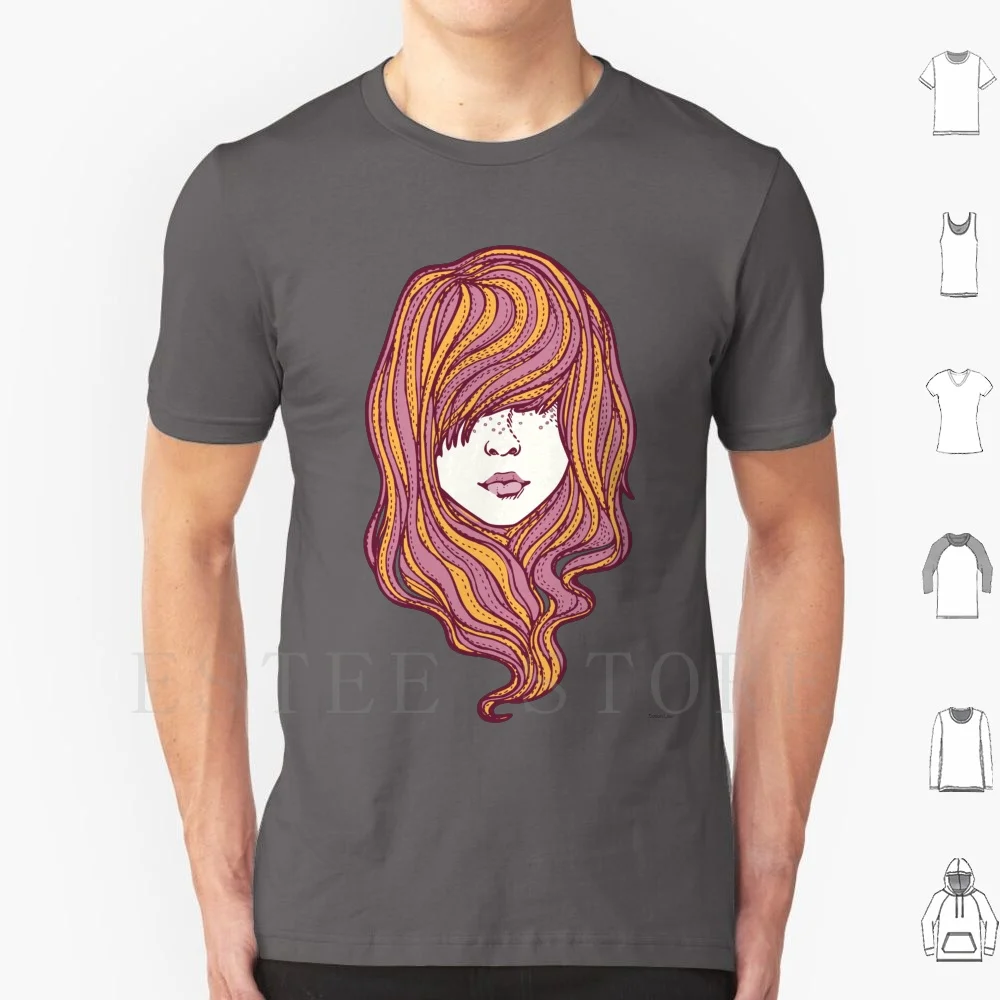 Мужская хлопковая футболка Her Hair 6xl длинная векторная фиолетовая 70s Face Wo Men s ретро