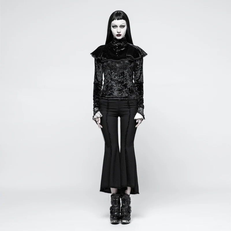Панк рейв женские костюмы готическое кладбище черный бархат накидка шарфики