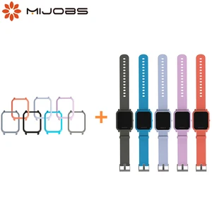 Комплект для Amazfit ремешок Bip + чехол, силиконовый браслет на запястье Чехол из поликарбоната, бампер для смарт-браслетов Huami Amazfit Bip Lite, 20 мм