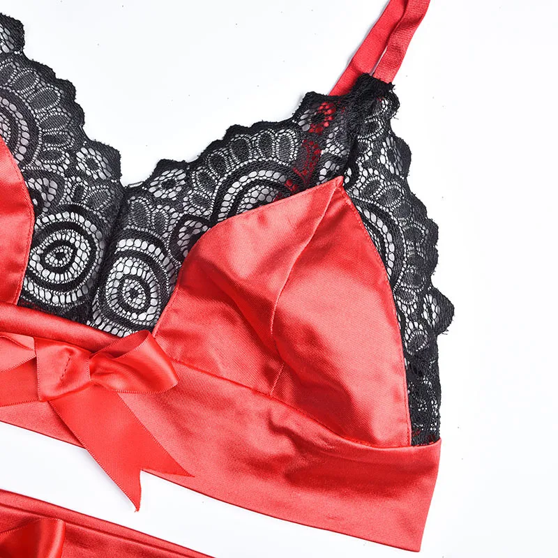 

Erotic Underwear Women 2021 Summer Sexy Lingerie Set Bras Seamless Plus Size Push Up Bra Lace Bowknot Bikini Brief Sets Crop Top