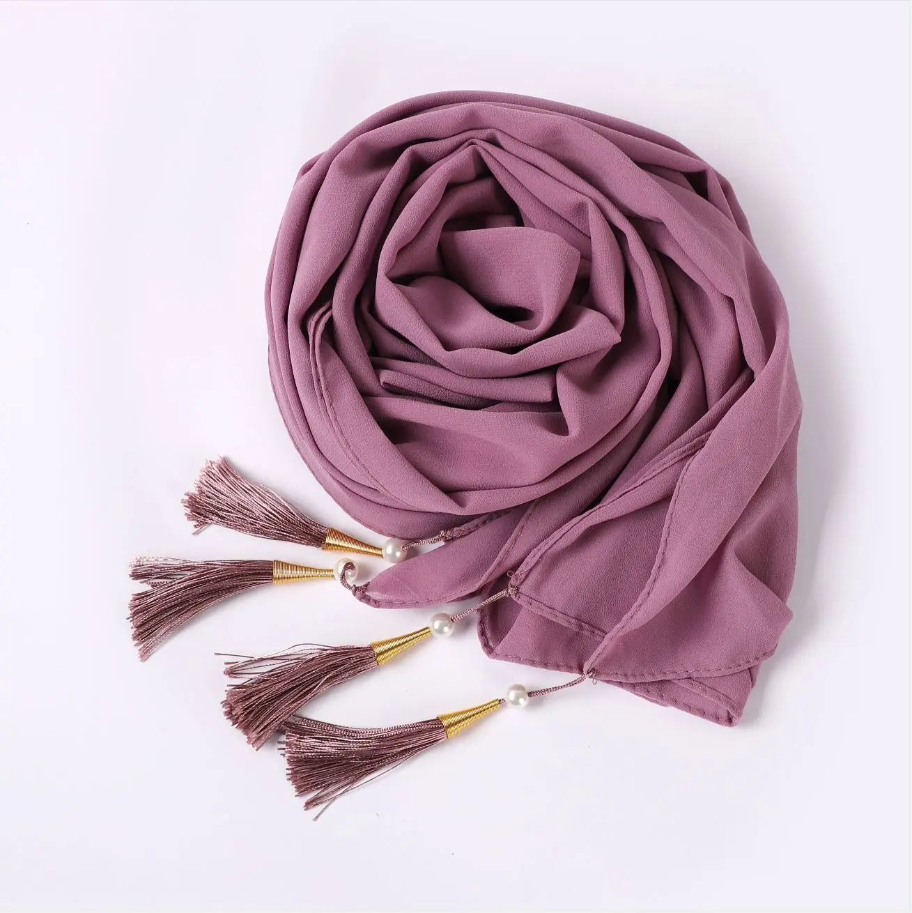 

New bubble chiffon scarf Hijab Malay Indonesian gauze wrap headscarf cover headscarf four corners with tassels