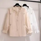 Блузка с длинным рукавом и цветочной вышивкой, 150 кг