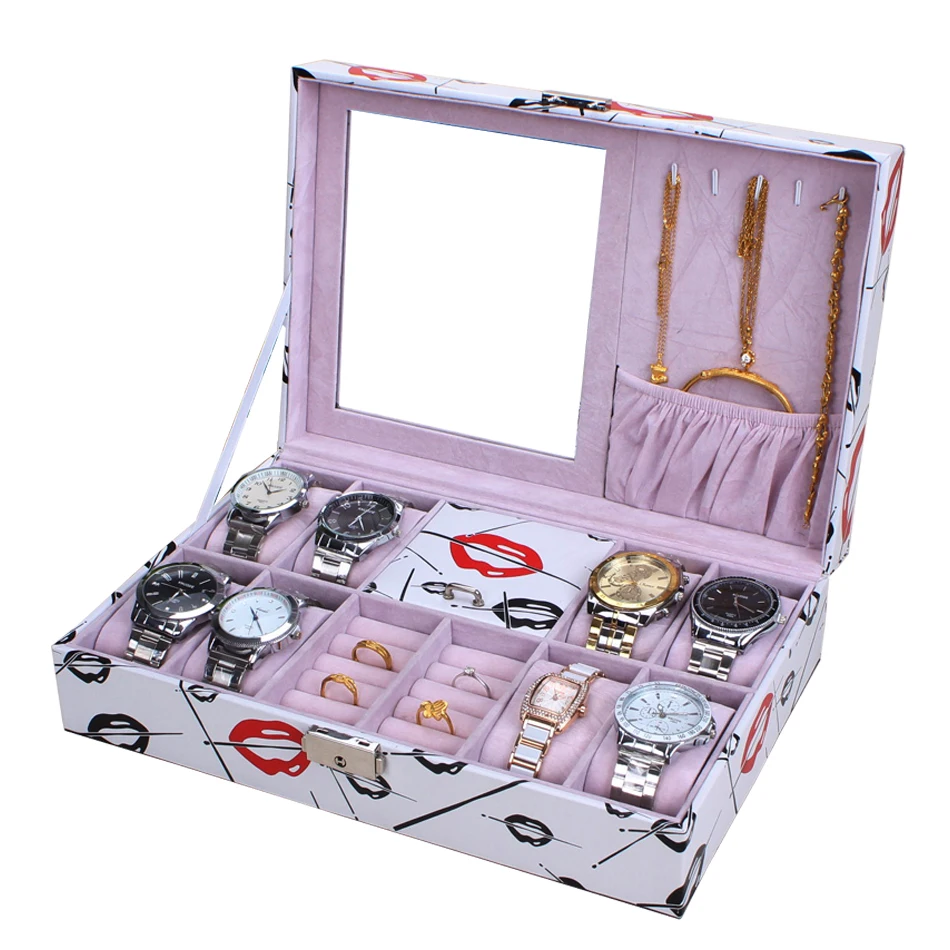 Часы коробка для хранения ювелирных изделий серьги кольцо Многофункциональный