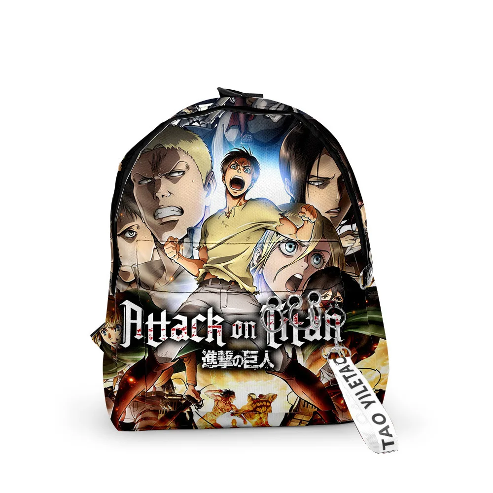 

2021 Novelty Notebook Backpacks School Bags Attack on Titan 3D Oxford Waterproof Key Chain Accessories Boys Girls Small Bags