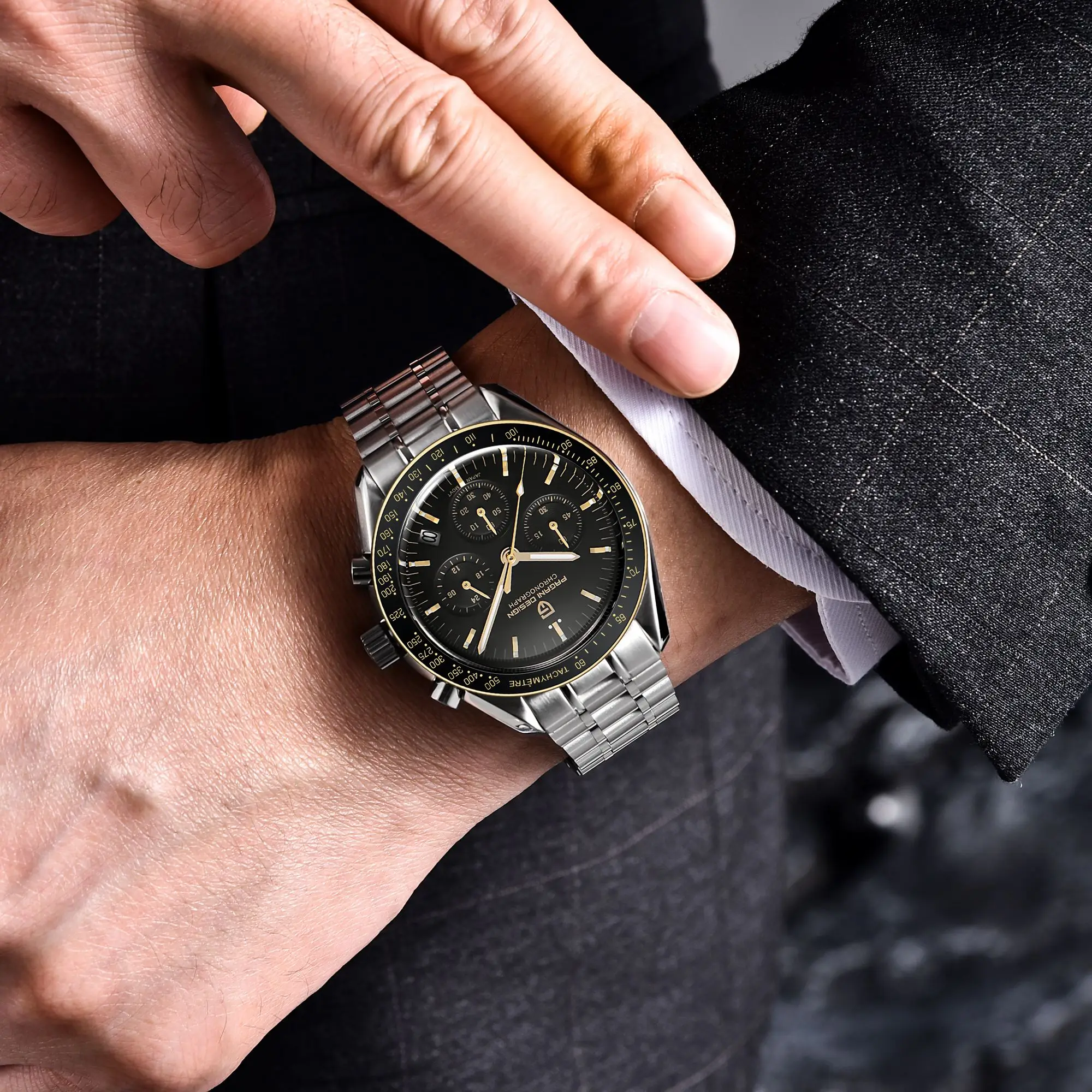 Новинка 2021 роскошные золотые мужские кварцевые наручные часы PAGANI DESIGN хронограф