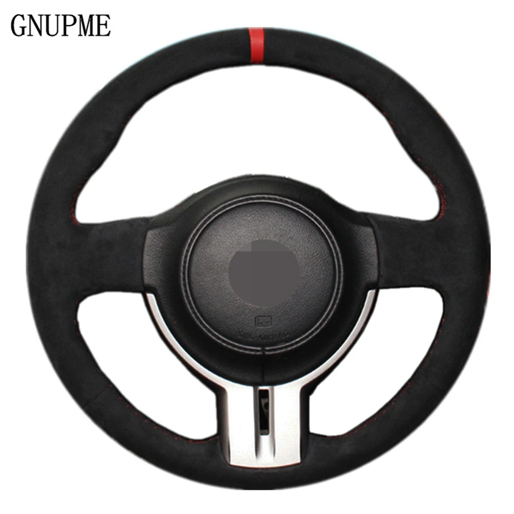 

Hand stitched Black Genuine Leather Suede Car Steering Wheel Cover For Toyota 86 Subaru BRZ