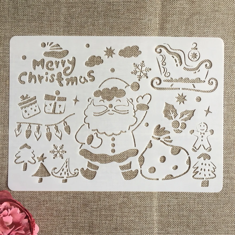 

A4 29cm Christmas Santa Clause DIY Layering Stencils Painting Scrapbook Coloring Embossing Album Decorative Template