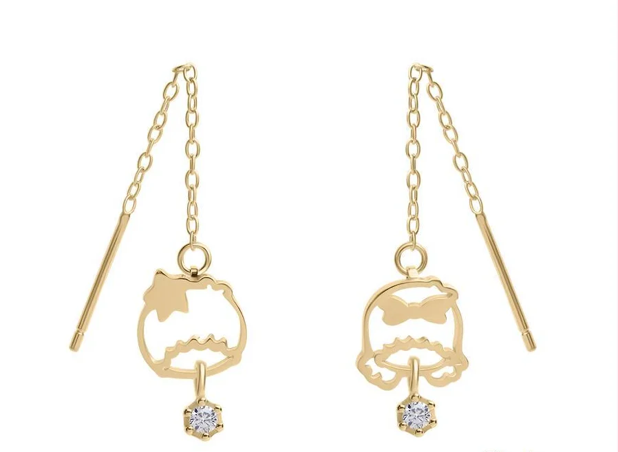 

anime Gemini Sweet Cute Style Sterling Silver Earrings S925 Silver Simple Jewelry
