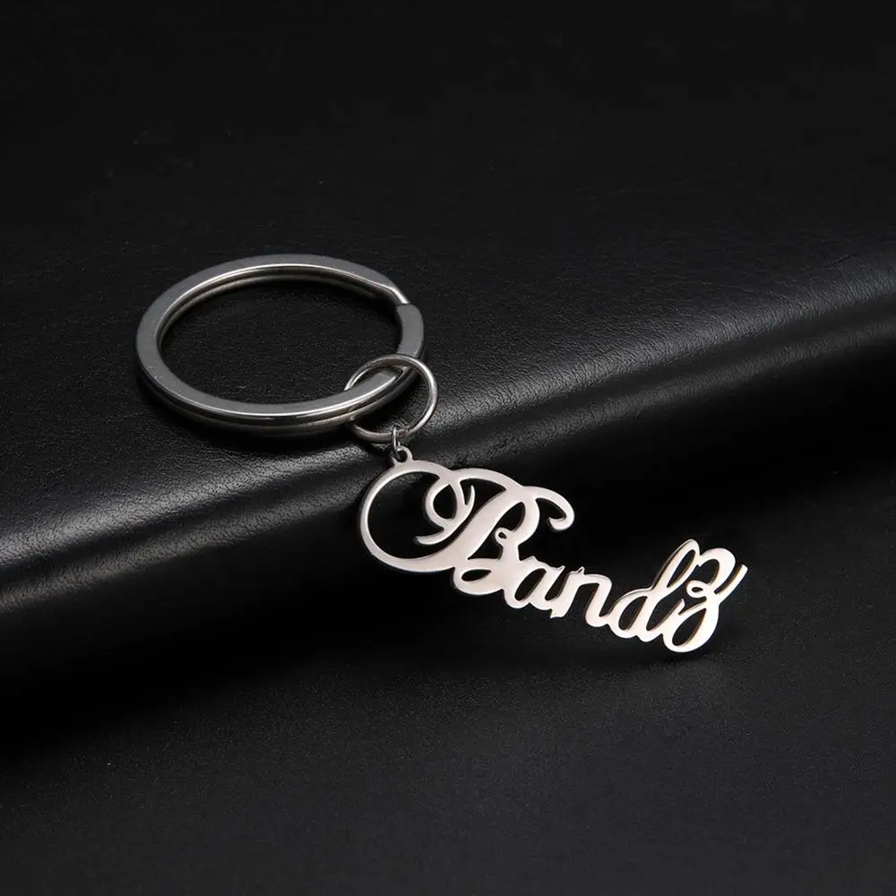 Teamer Custom Keychain Cute Car Key Chain Customize Name Keyring Stainless Steel Fashion Jewelry Anti-lost Family Gifts