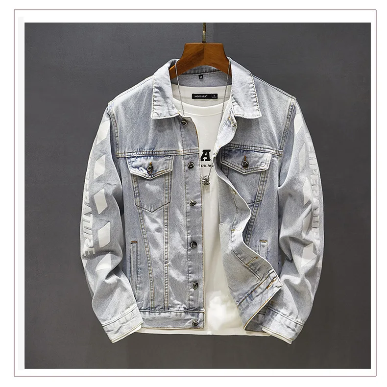 2021 New  Mens Denim Jacket Coat Men Cotton Turndown Collar Jean Jacket Long Sleeve Bomber Cowboy Male Brand Clothes Chaquetas