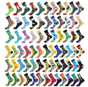 Носки унисекс, Осень-зима хлопчатобумажные забавные носки, милые, с Санта-Клаусом, рождественскими фруктами, рыбками, 2021