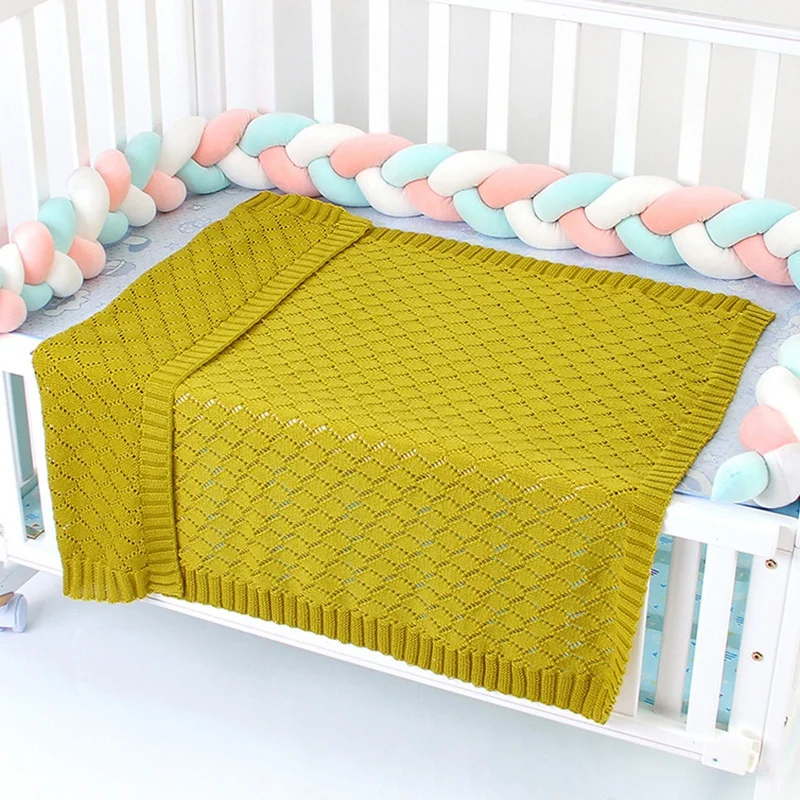 

2 Pcs Baby Blanket Knitted Cotton Stuff Newborns Swaddle Stroller Blanket for Kids Toddlers Gray & White