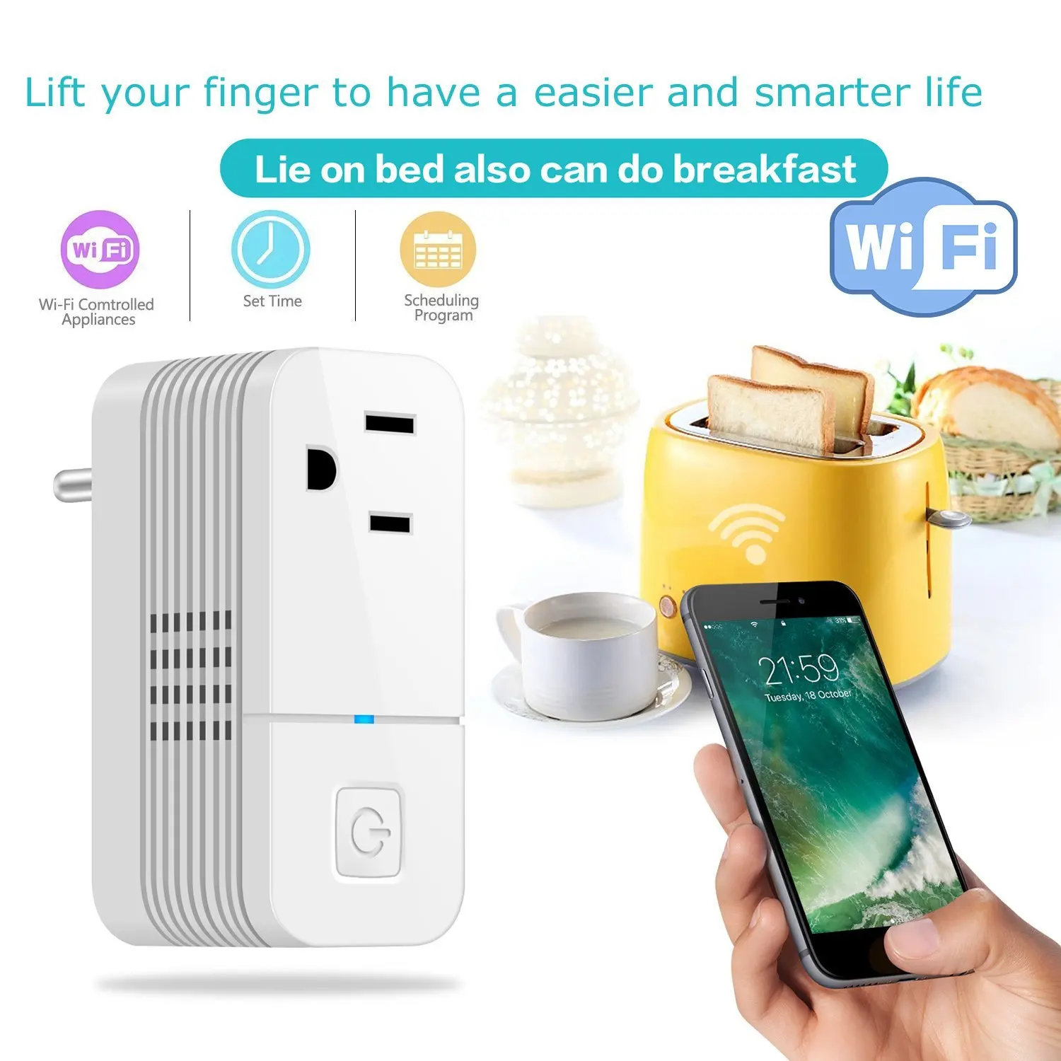 Wifi смарт Мощность Plug электрической розетки с USB Зарядное устройство нами мини