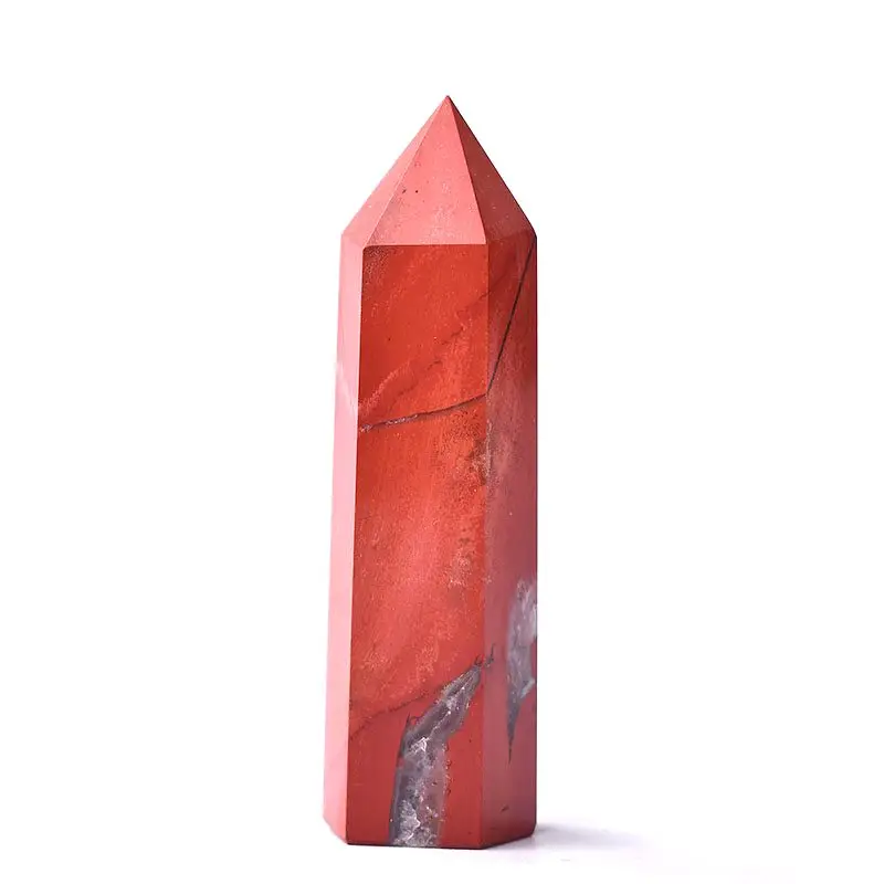 

1PC Natural quartz stone Red Jasper crystal hexagonal single pointed column Gemstone mineral Chakra Healing Reiki Decorations