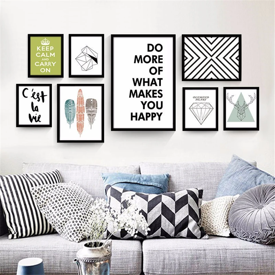 

Black and White Geometric Abstract Picture Simple Personality Creative Canvas Painting Decor Core Mural Poster on The Wall