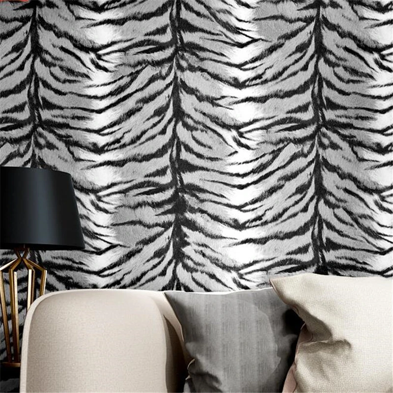 wellyu  Zebra wallpaper living room bedroom sofa modern minimalist retro nostalgic TV background wall leopard wallpaper